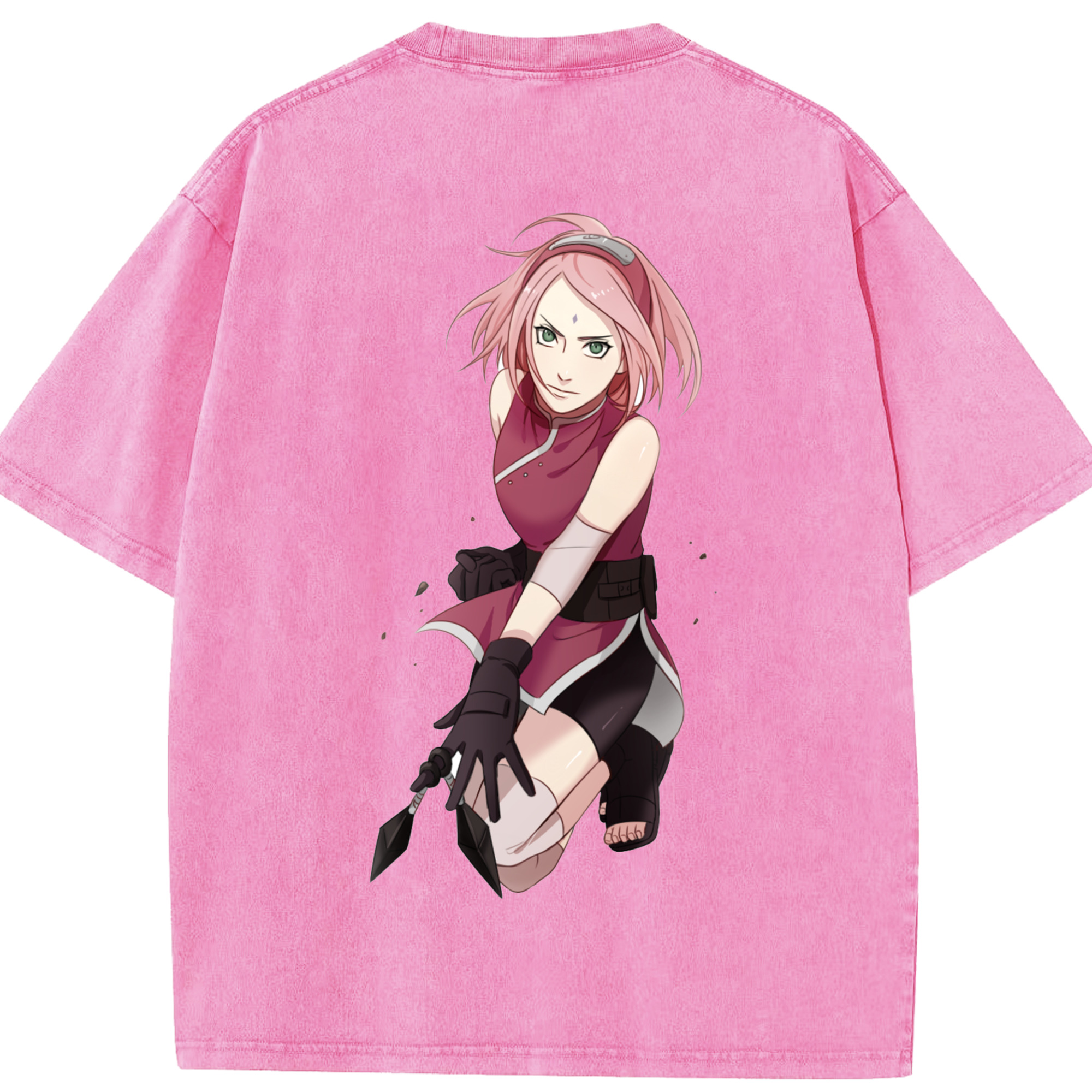 （画像用） NARUTO -ナルト- 春野サクラ Haruno Sakura 綿100% ヴィンテージ風 半袖Tシャツ（背面プリント）